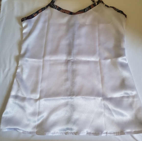 Silk African Print Sleepwear White BLK Brown Size L - Picture 5 of 8